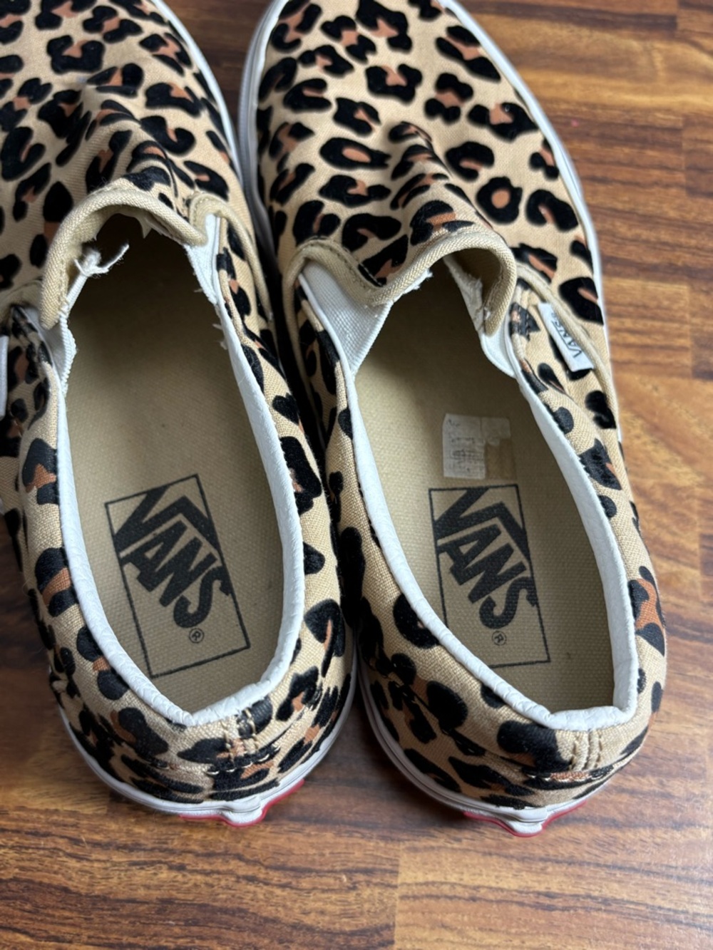 Vans Slip-On Sneakers in Leopard Print Tan and Black - Picture 2 of 7